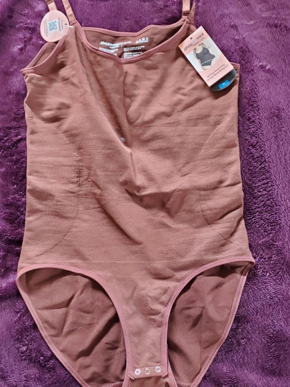 NWT Shapermint Essentials Scoop Neck Bodysuit - XL - brown